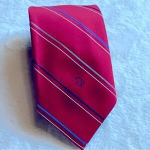 Christian Dior Red Blue White Striped Tie